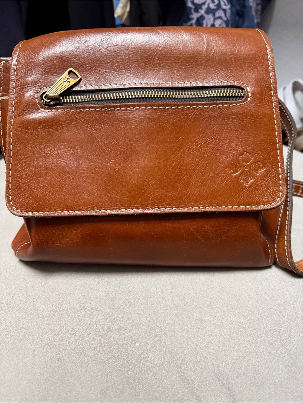 Patricia Nash Brown Leather Backpack Bag with Front Zip Pocket